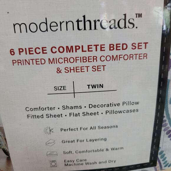 Modern Threads TWIN 6 Piece Comforter Set All Seasons BOHO Print Multicolor - Picture 3 of 3